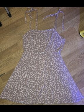 Floral Tie-Strap Sundress in Dusty Rose